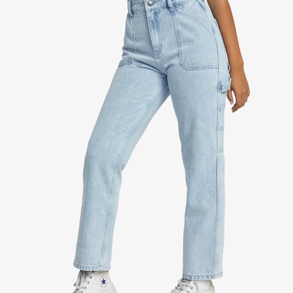 RVCA Recession Denim Straight Leg Jeans in Light Wash, Size 24 - Picture 6 of 14